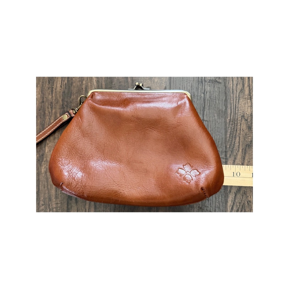 Patricia Nash Cassini Wristlet Women Small Brown Leather Kiss Lock Clutch Bag - Picture 11 of 13